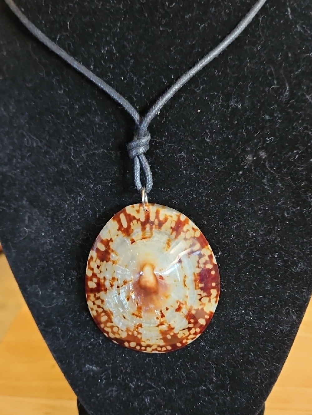 Handcrafted Brown and Cream Shell Pendant Necklace